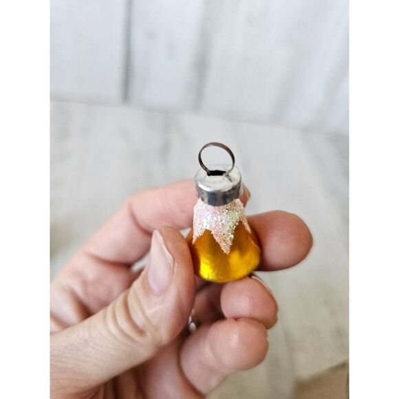 Vintage glass cupcake Church chapel Bell mini ornament set Xmas tree - Picture 10 of 11